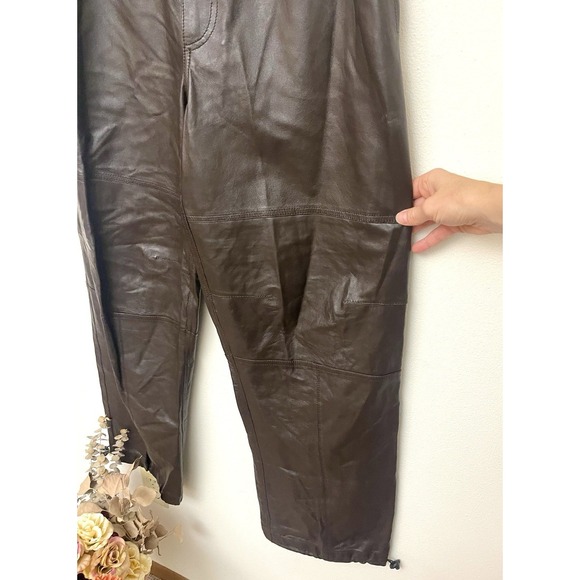 MAR­NI Lamb Leather Relaxed Jogger Drawcord + Ankle Toggle Brown IT44 US 8 - Picture 13 of 16